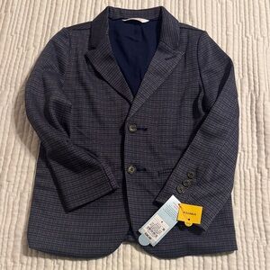 Cat and Jack Boys Navy Blue Checkered Blazer